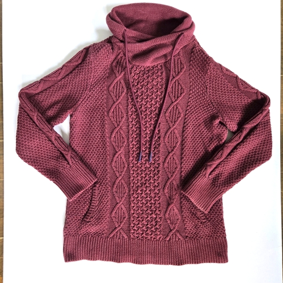 LL Bean Signature Cableknit Sweater Fisherman Core Purple Women's M - Picture 1 of 9